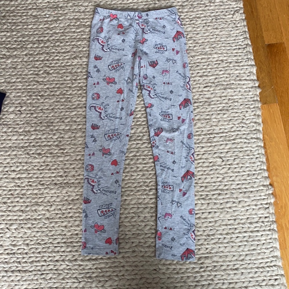 Heart and dinosaur themed leggings